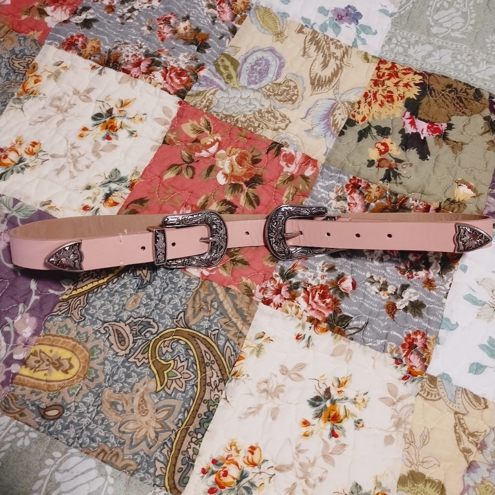 Woman's Target Pink Belt with Decorative Silver Buckles